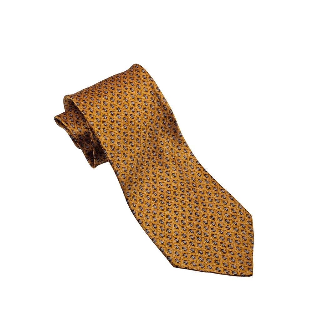 Brioni Silk Tie Gold Geometric Medallion Luxury Sartorial Italy Designer Formal